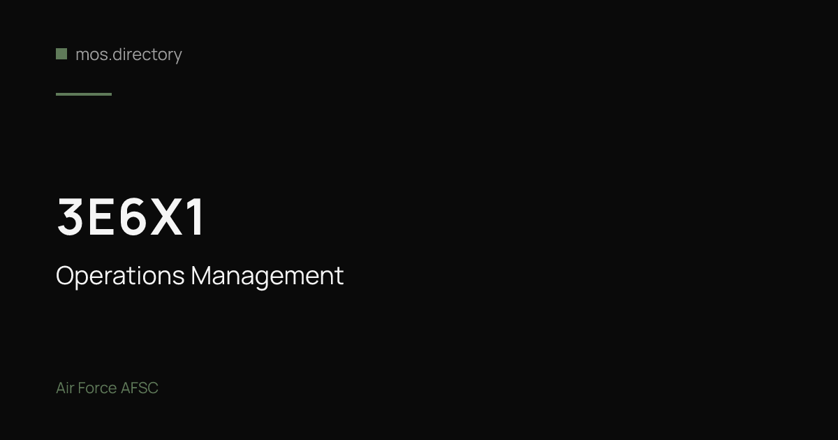 3E6X1 - Operations Management | Air Force