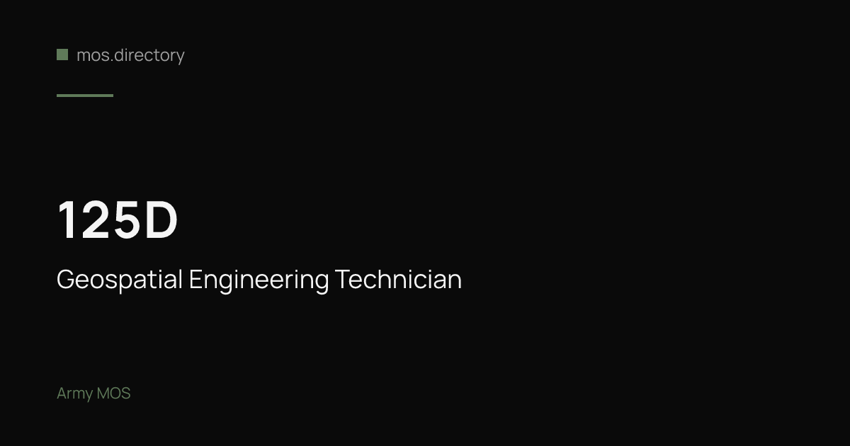 125D - Geospatial Engineering Technician | Army