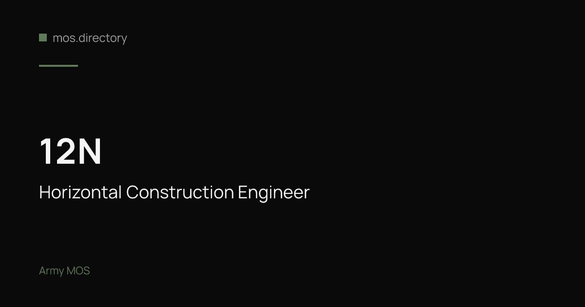 12N - Horizontal Construction Engineer | Army
