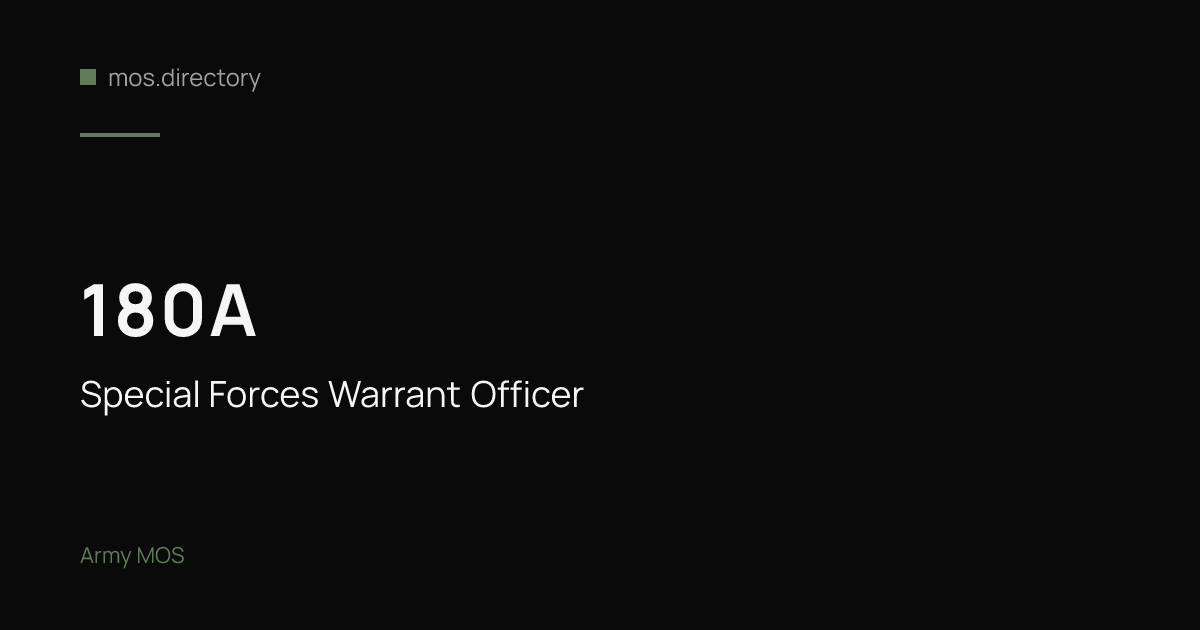 180A - Special Forces Warrant Officer | Army