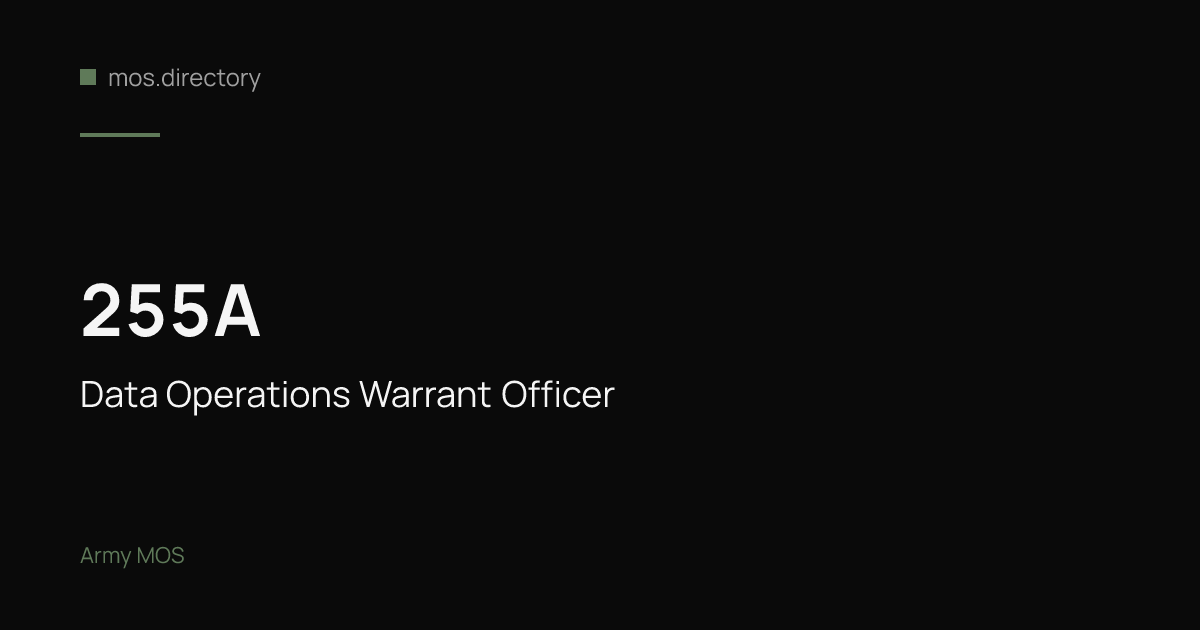 255A - Data Operations Warrant Officer | Army · mos.directory