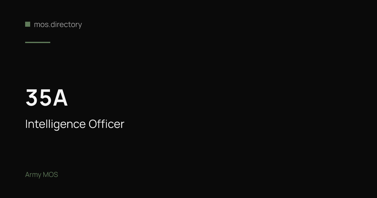 35A - Intelligence Officer | Army