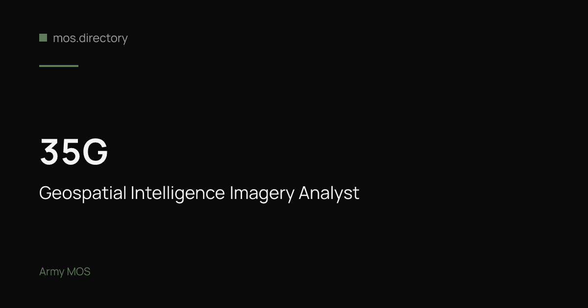 35G - Geospatial Intelligence Imagery Analyst | Army
