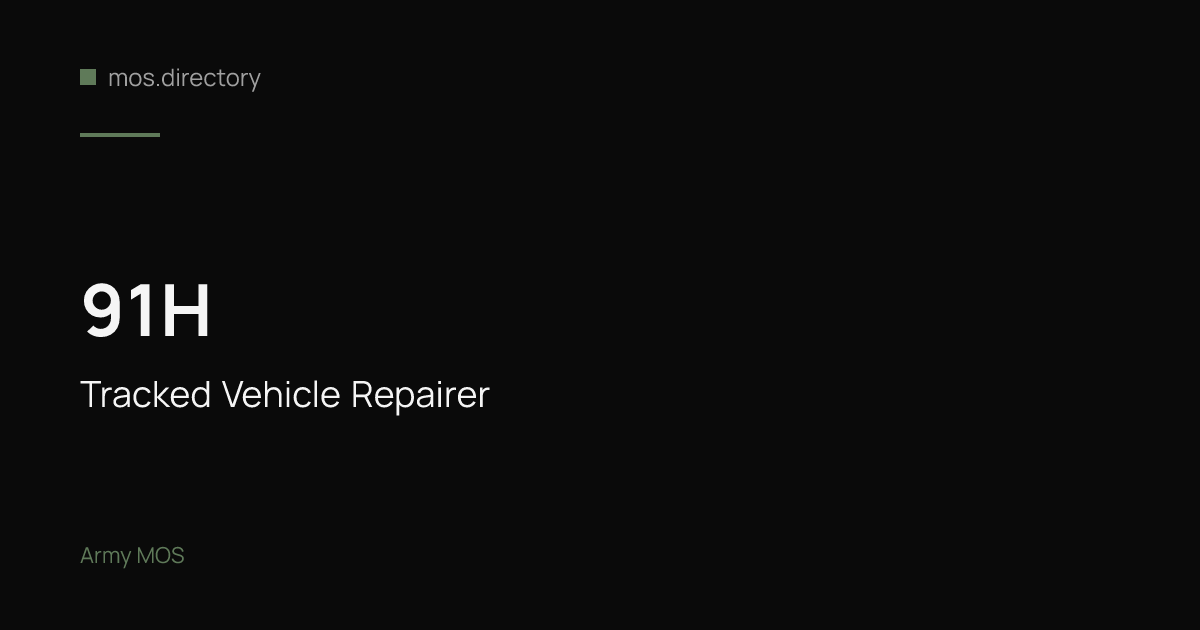 91H - Tracked Vehicle Repairer | Army