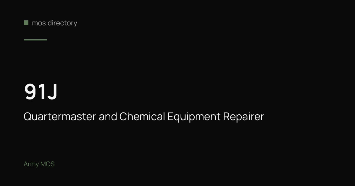 91J - Quartermaster and Chemical Equipment Repairer | Army