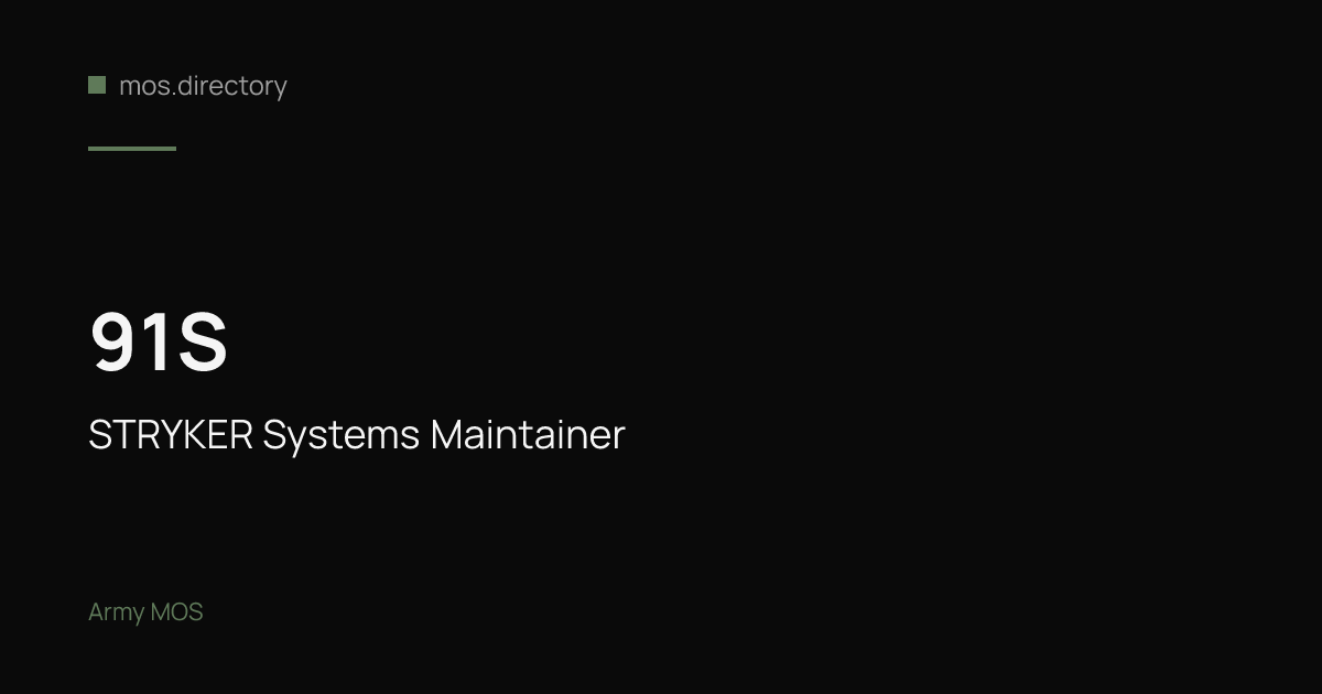 91S - STRYKER Systems Maintainer | Army