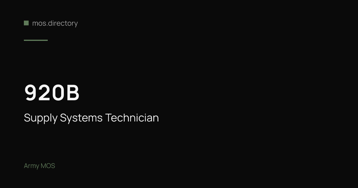 920B - Supply Systems Technician | Army · mos.directory