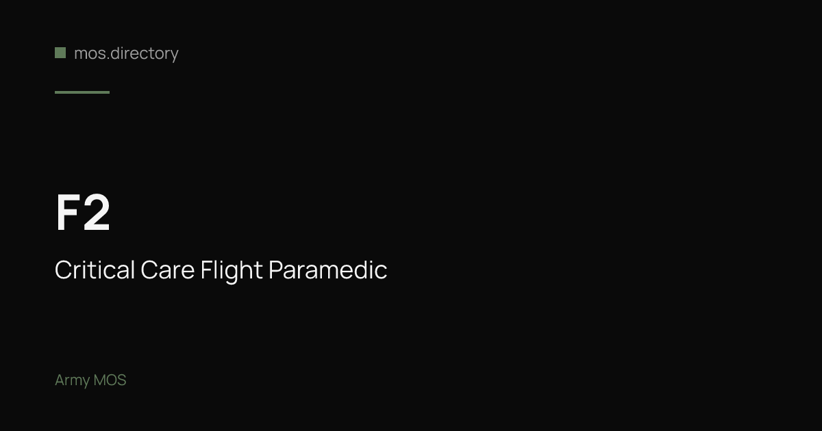 F2 - Critical Care Flight Paramedic | Army