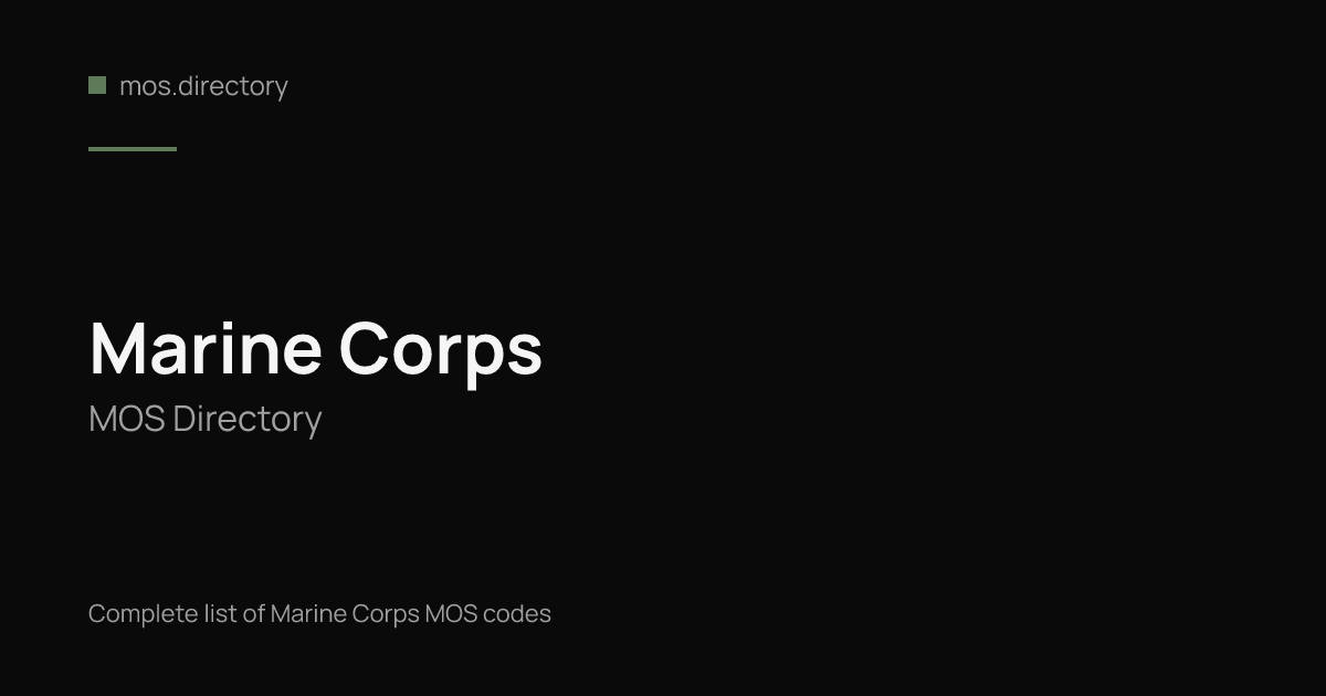 Marine Corps MOS List & Codes · mos.directory