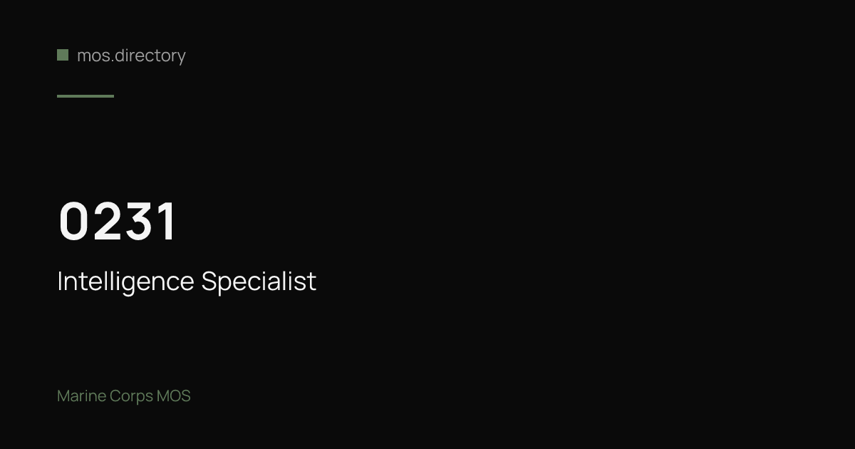 0231 - Intelligence Specialist | Marine Corps