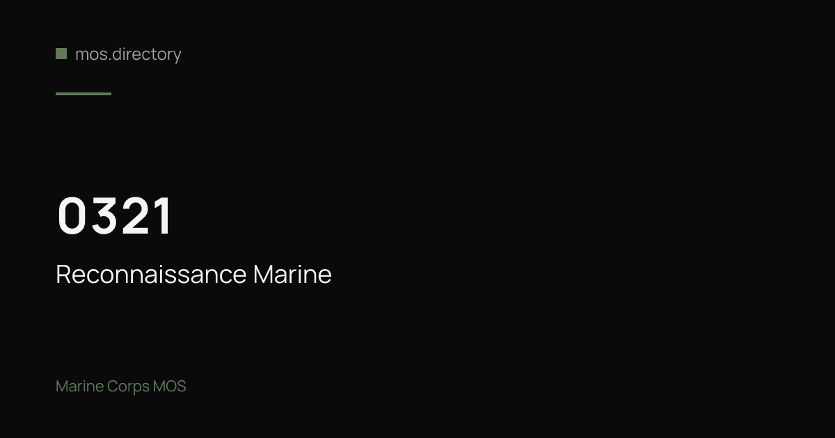 0321 - Reconnaissance Marine | Marine Corps · mos.directory