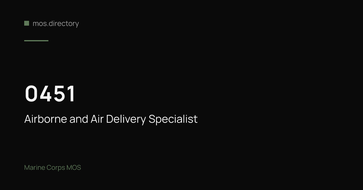 0451 - Airborne and Air Delivery Specialist | Marine Corps