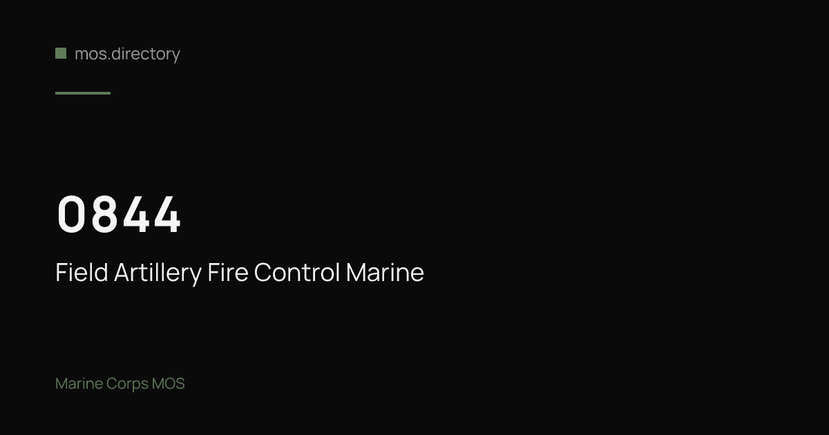 0844 - Field Artillery Fire Control Marine | Marine Corps · mos.directory
