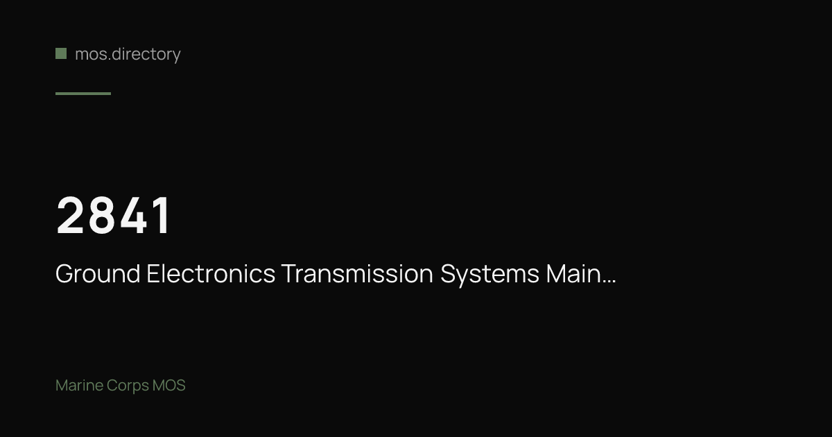 2841 - Ground Electronics Transmission Systems Maintainer