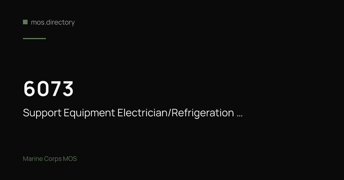6073 - Support Equipment Electrician/Refrigeration and Engine/Gas ...