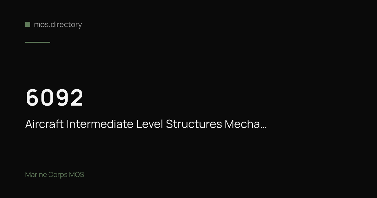 6092 - Aircraft Intermediate Level Structures Mechanic